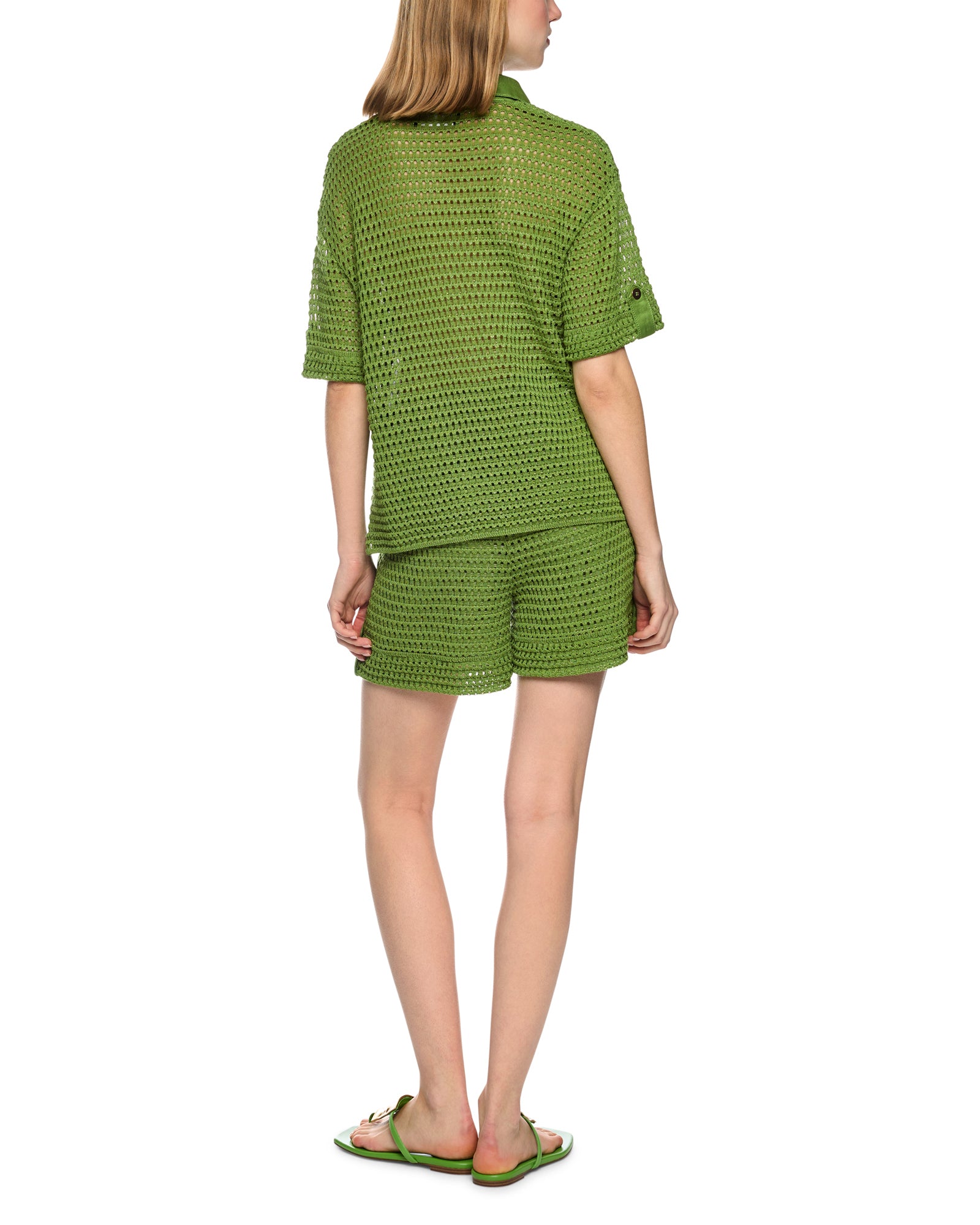 Knitted Polo Top - Green