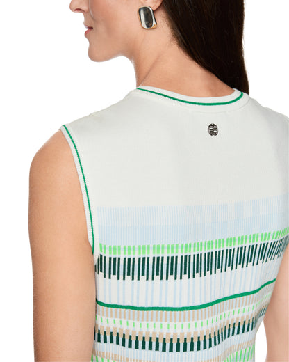 Knitted Sleeveless Dress - Green Multi