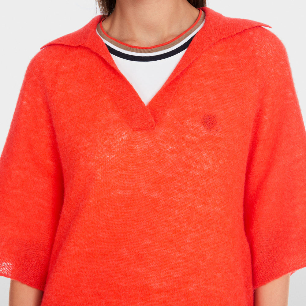 Knitted Polo Jumper - Red