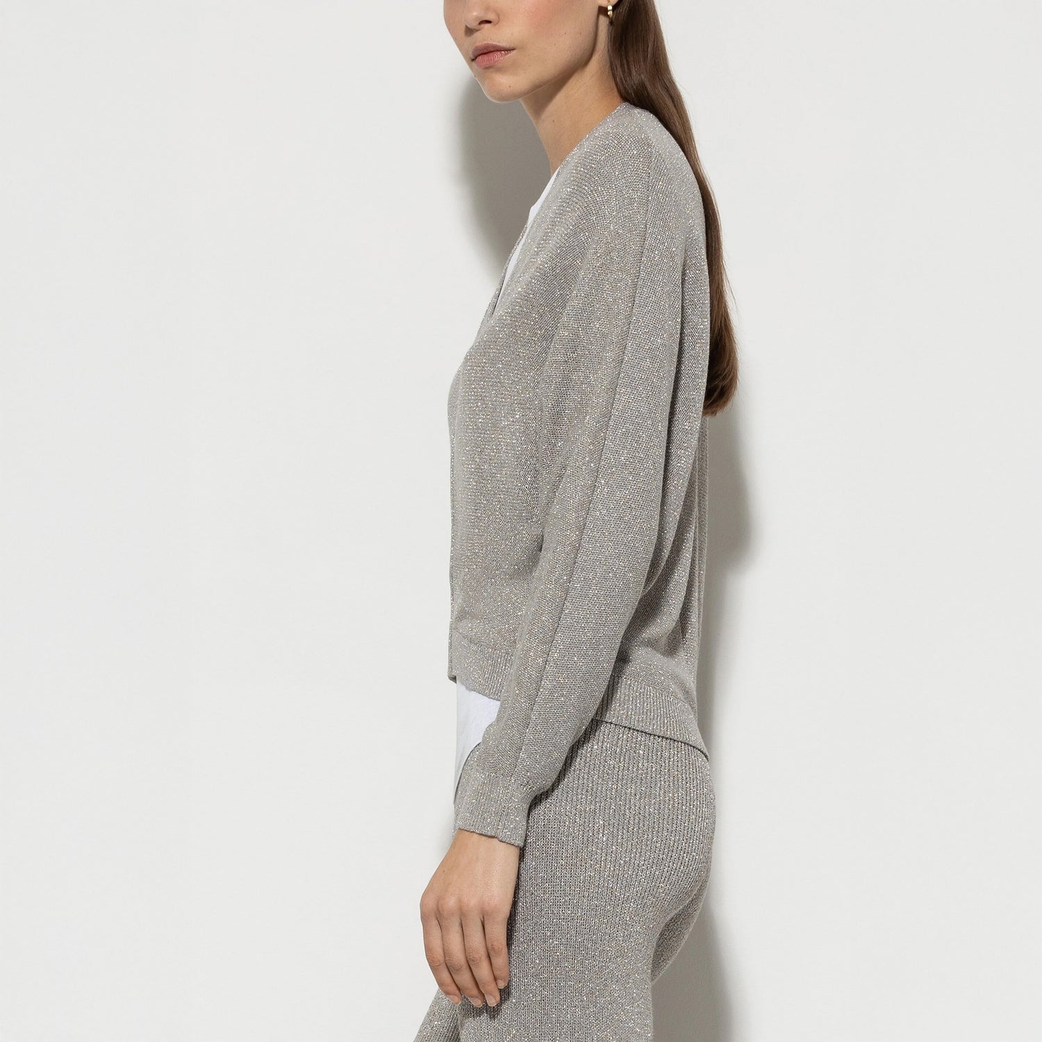 Knitted Zip Cardigan - Heather Grey