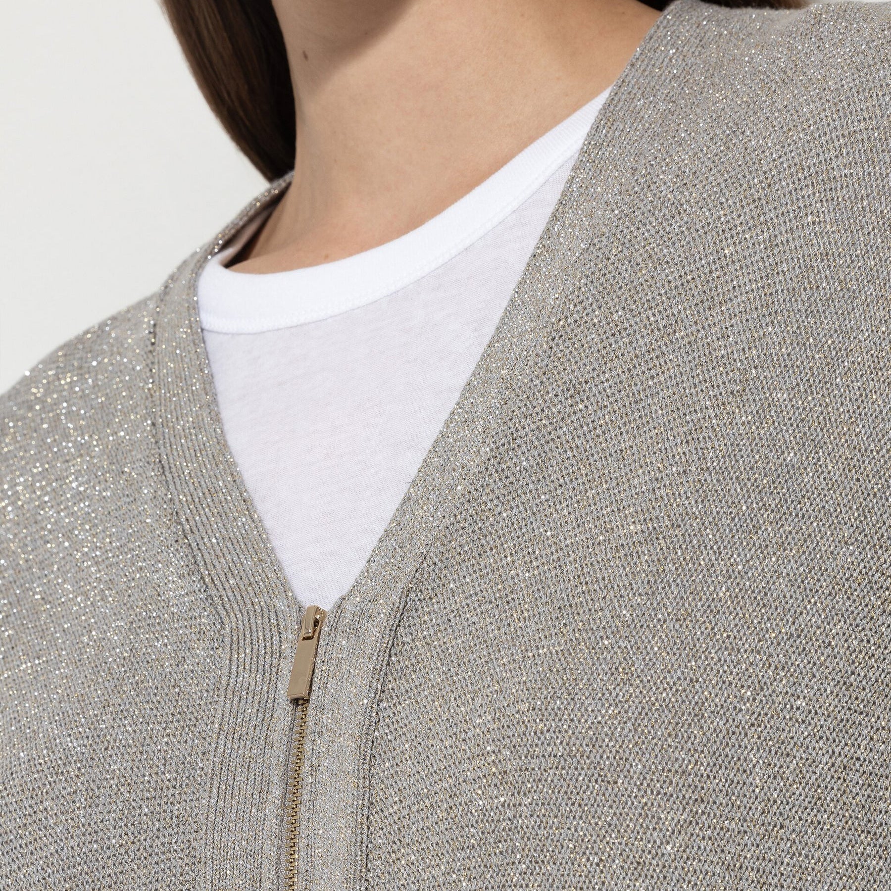 Knitted Zip Cardigan - Heather Grey