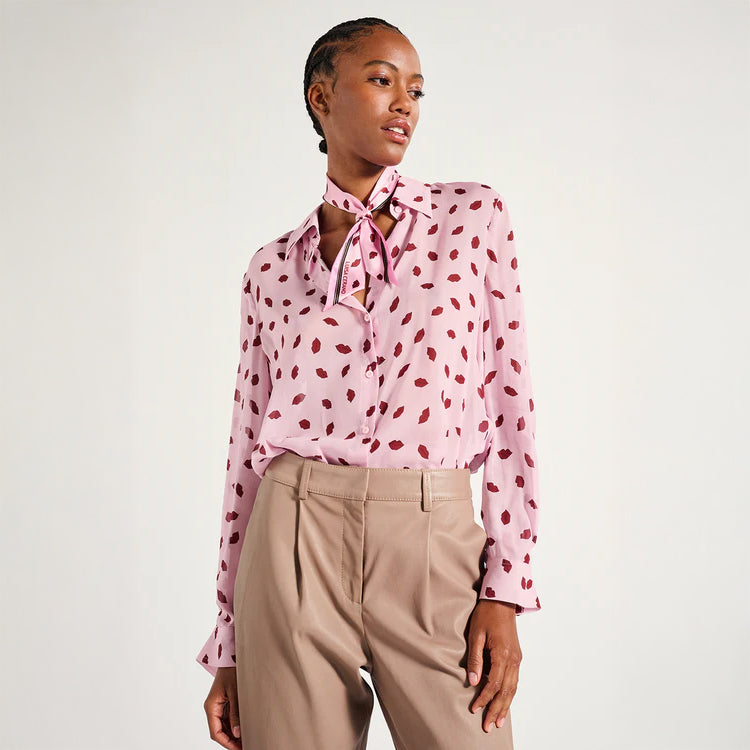 Lips Print Shirt - Fresh Rose