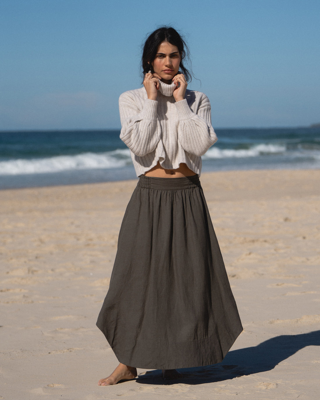 Hannah Linen Skirt - Khaki