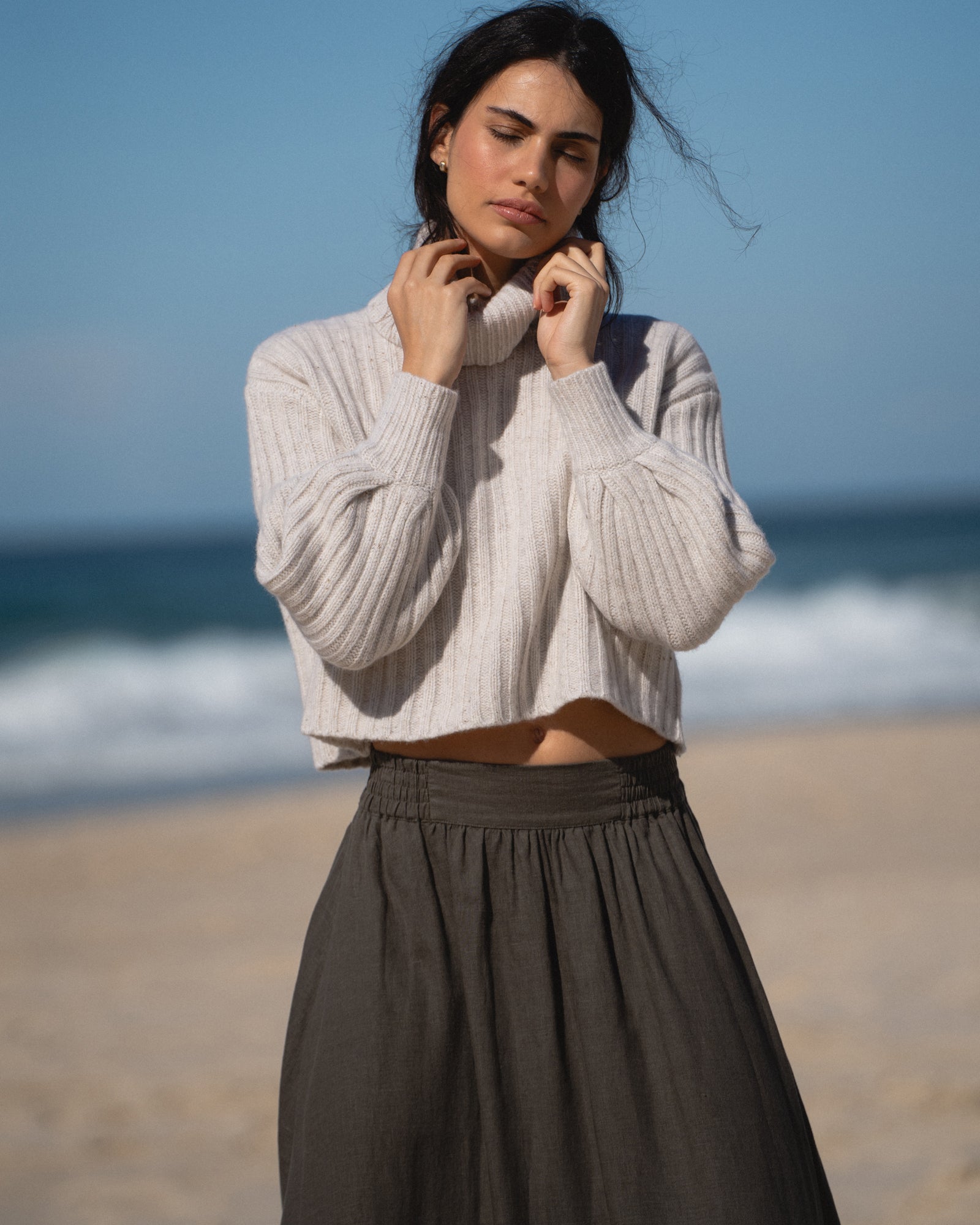 Hannah Linen Skirt - Khaki