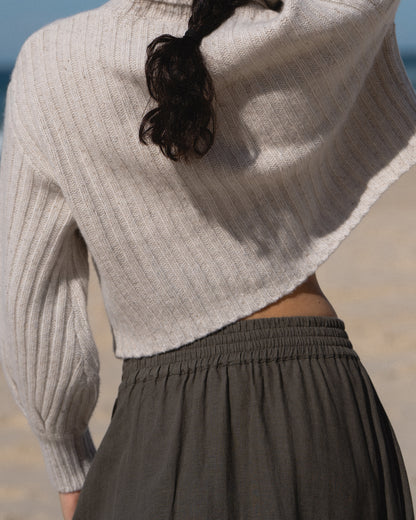 Hannah Linen Skirt - Khaki