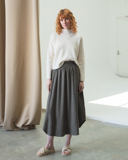 Hannah Linen Skirt - Khaki