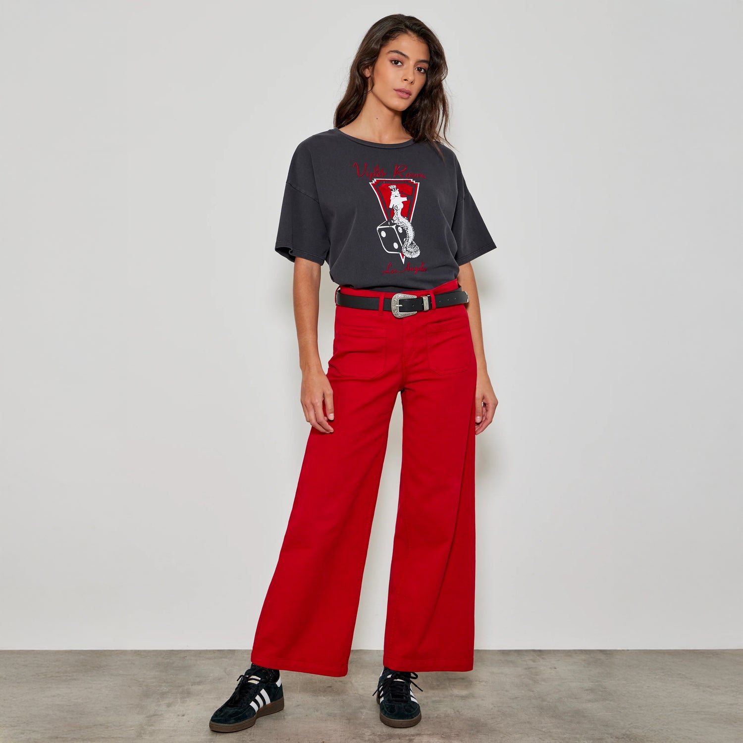 Lucia Pocket Wide Ankle Jean - Lipstick