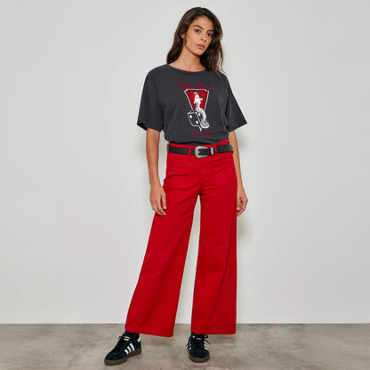 Lucia Pocket Wide Ankle Jean - Lipstick