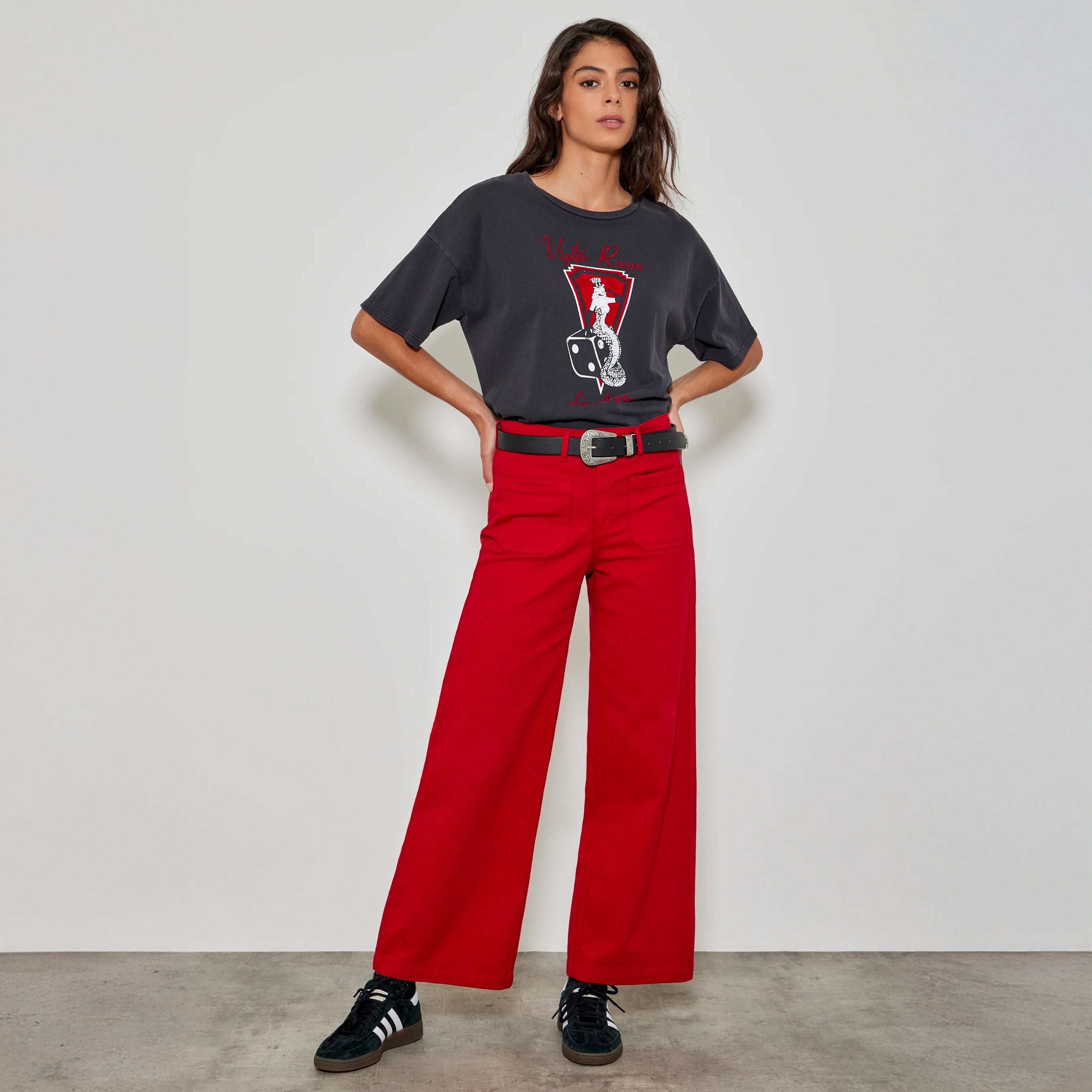 Lucia Pocket Wide Ankle Jean - Lipstick