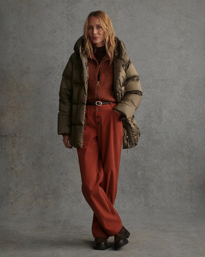 Latimer Down  Wrap Puffer - Metallic Olive