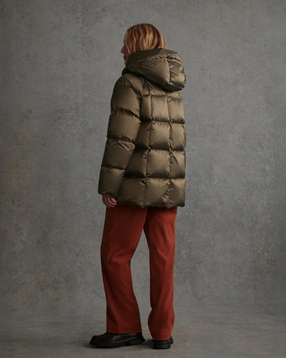 Latimer Down  Wrap Puffer - Metallic Olive