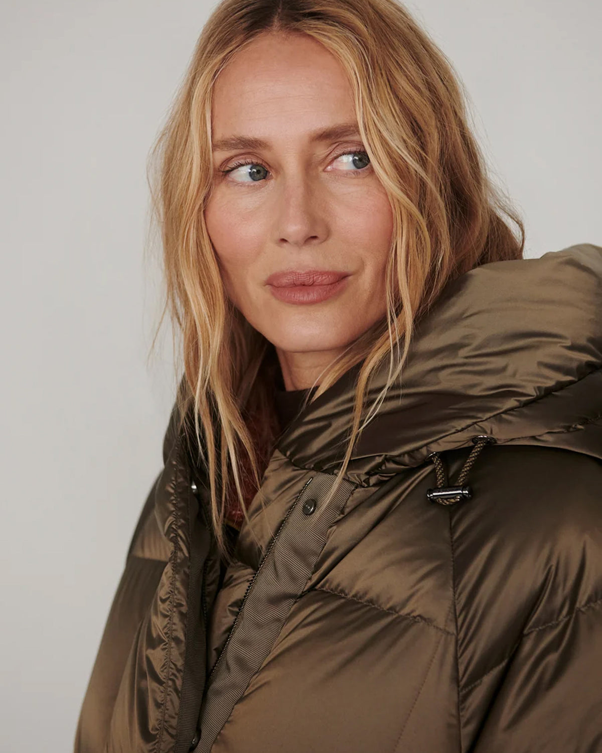 Latimer Down  Wrap Puffer - Metallic Olive