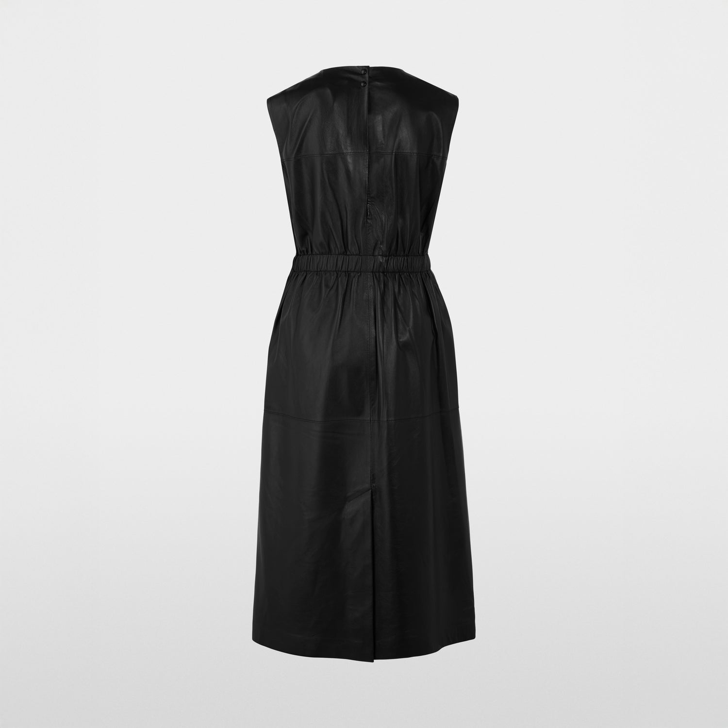 Leather Gather Waist Dress - Black