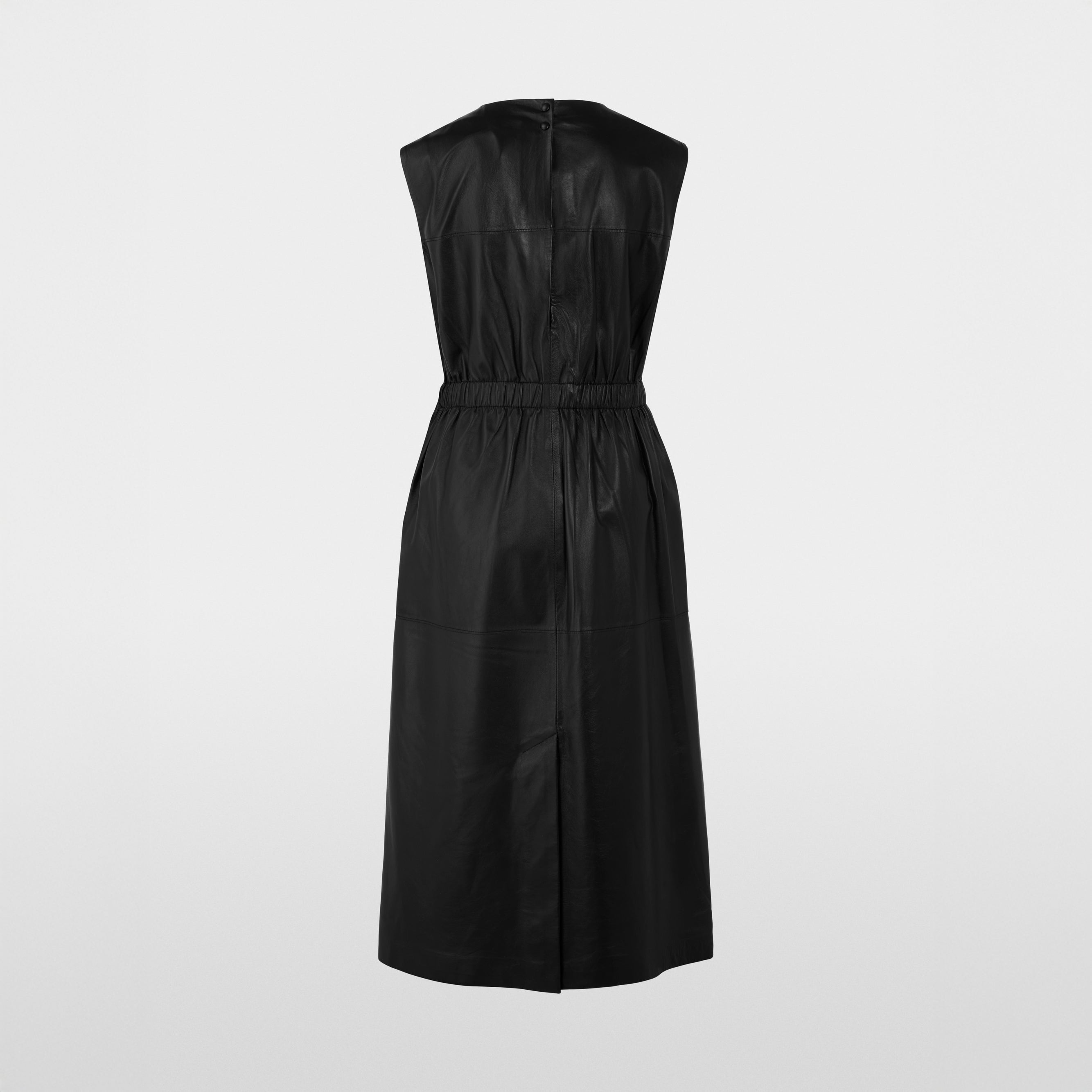Leather Gather Waist Dress - Black