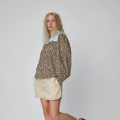 Leopard Blouse With Embroidery - Leopard