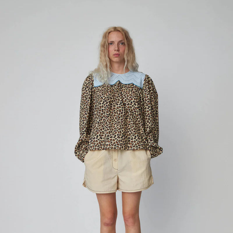 Leopard Blouse With Embroidery - Leopard