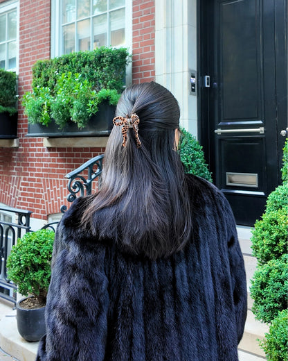 Leopard Bow Hair Clip - Brown