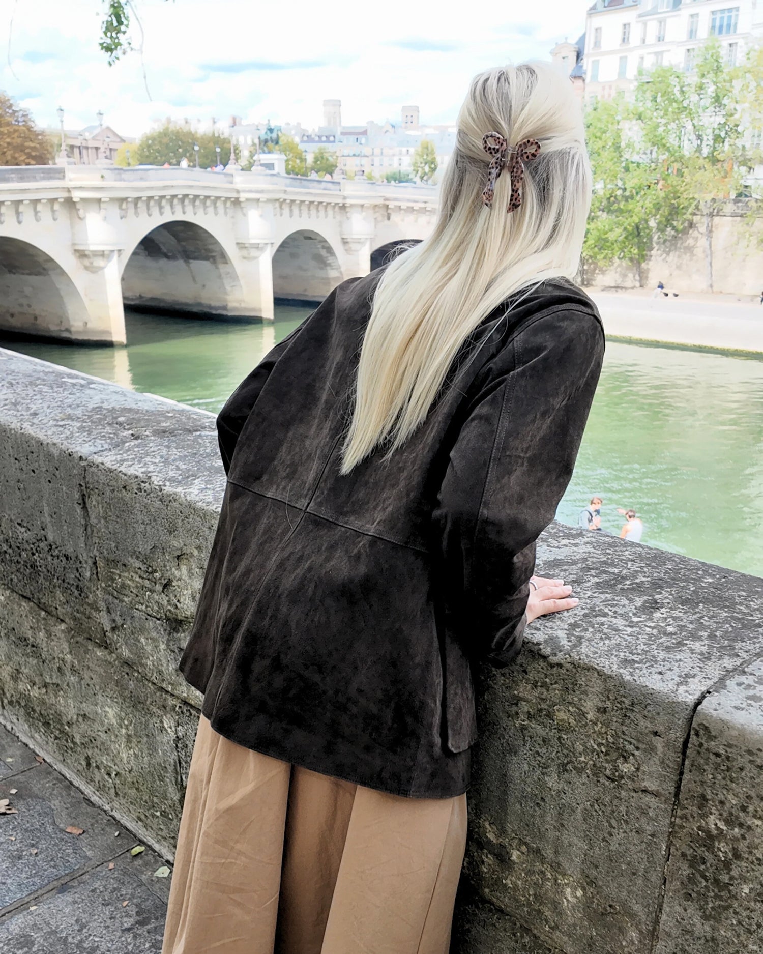 Leopard Bow Hair Clip - Brown