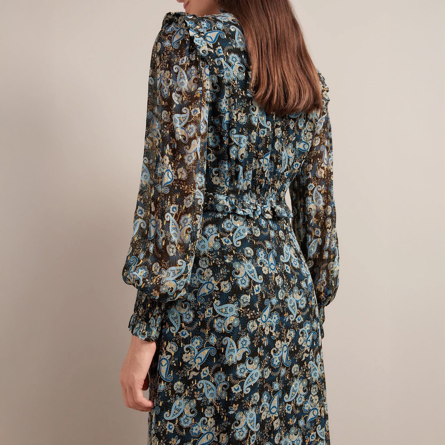 Lilianna Frill Maxi - Navy Paisley Print