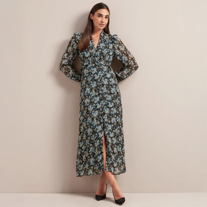 Lilianna Frill Maxi - Navy Paisley Print