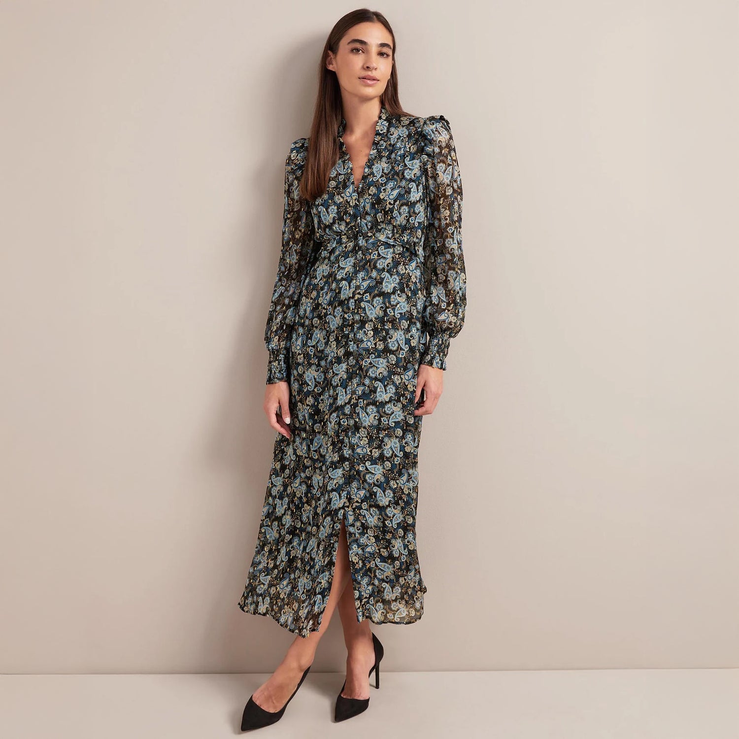 Lilianna Frill Maxi - Navy Paisley Print