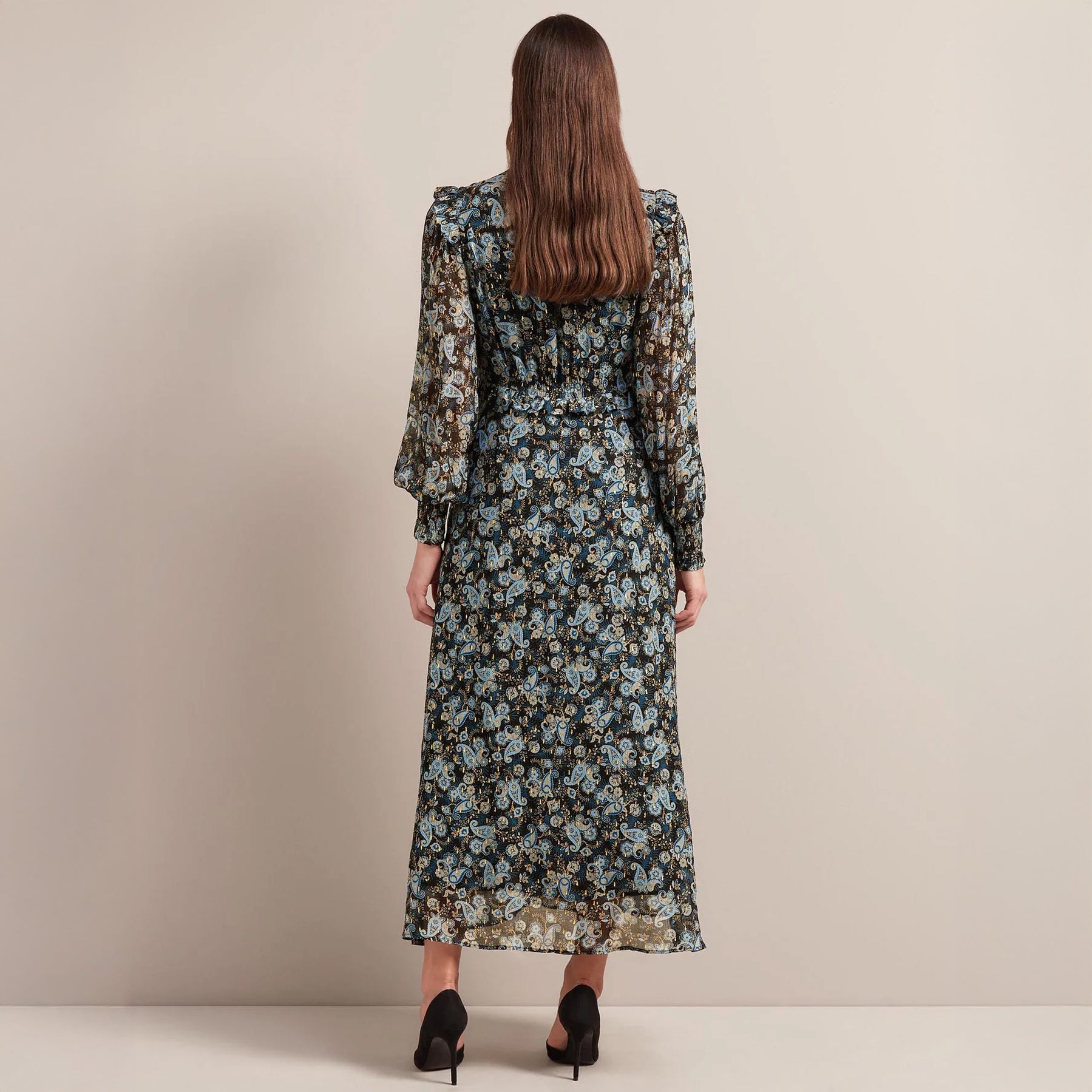 Lilianna Frill Maxi - Navy Paisley Print