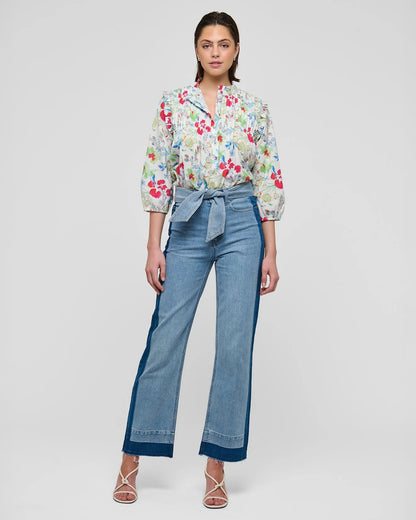 Line Blouse With Ruffles - Fleurette Leche