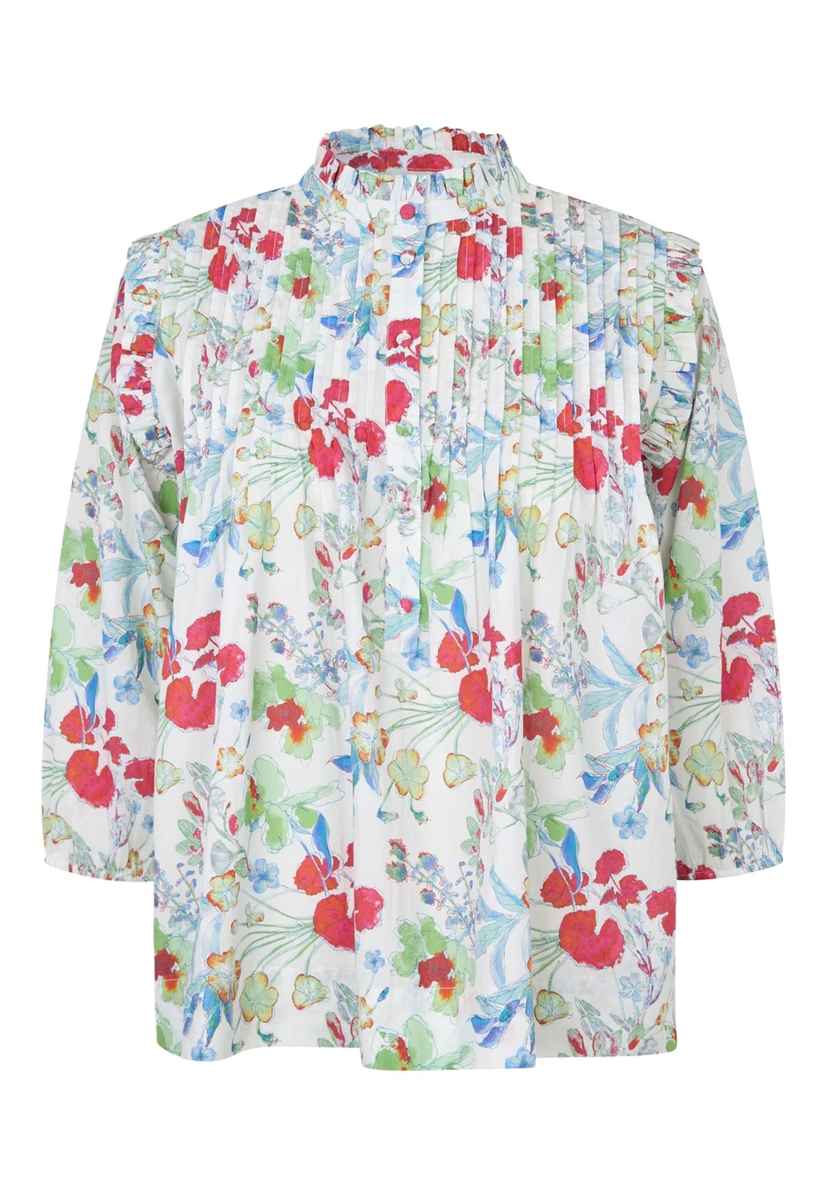 Line Blouse With Ruffles - Fleurette Leche