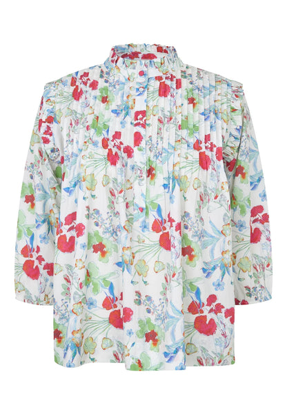 Line Blouse With Ruffles - Fleurette Leche