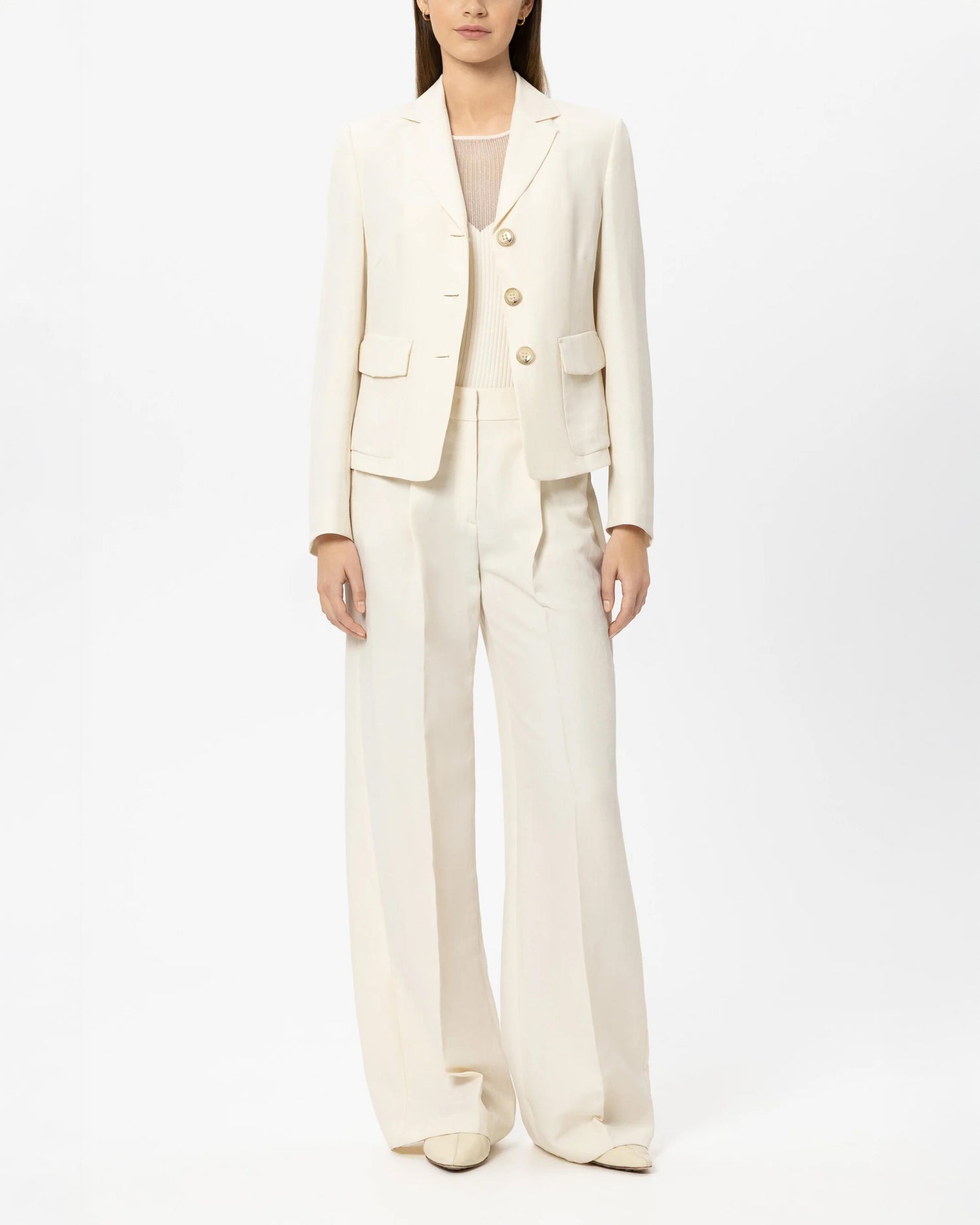 Linen Blend Blazer - Milk