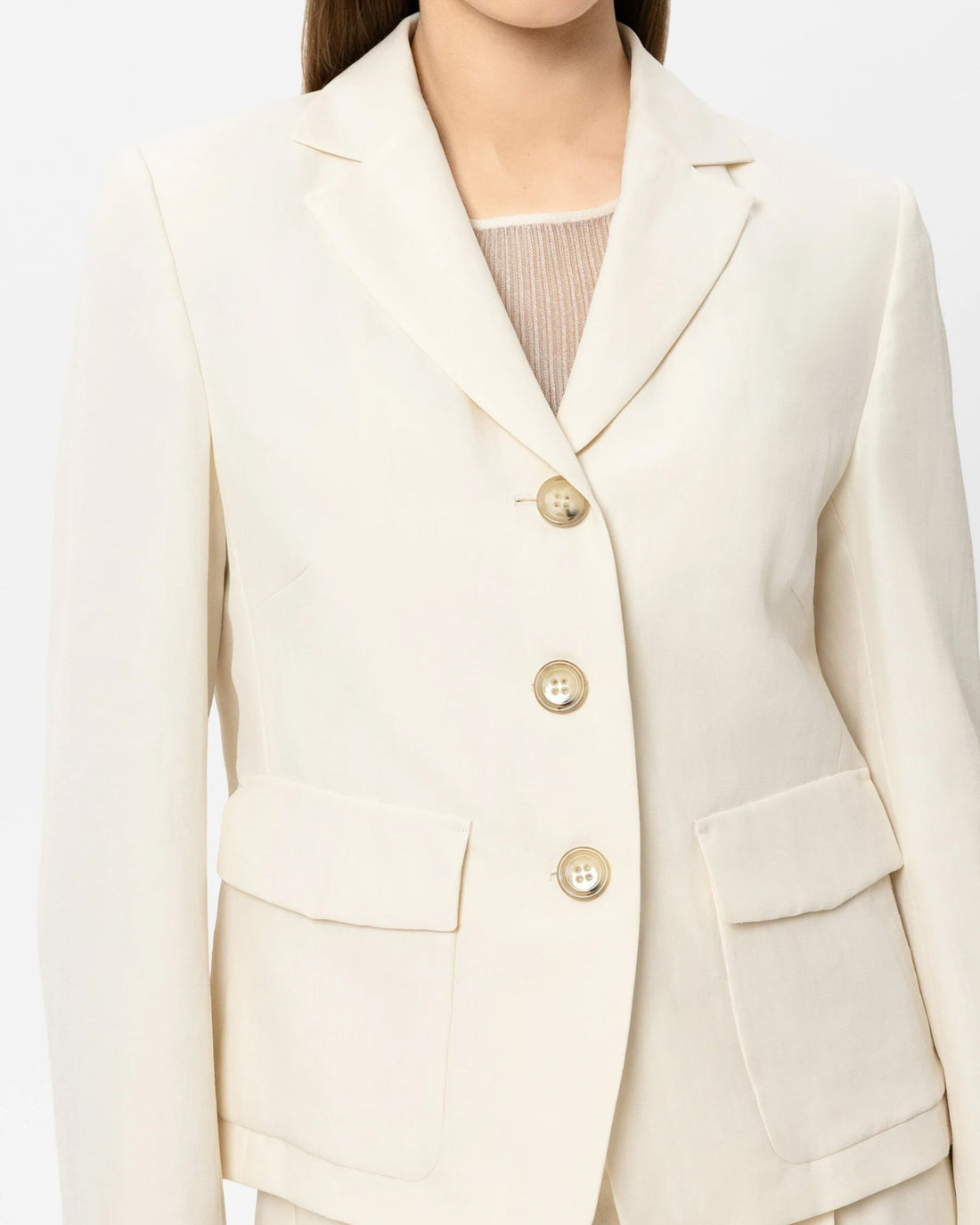 Linen Blend Blazer - Milk