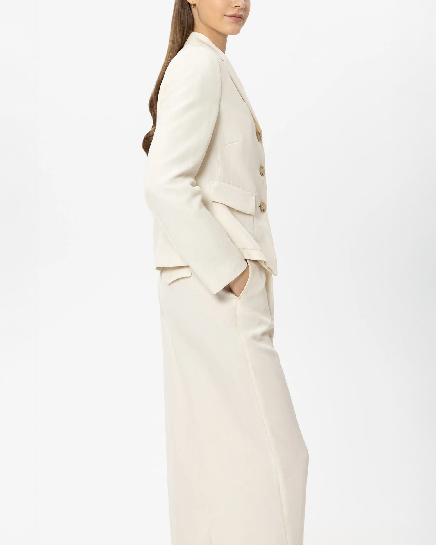 Linen Blend Blazer - Milk