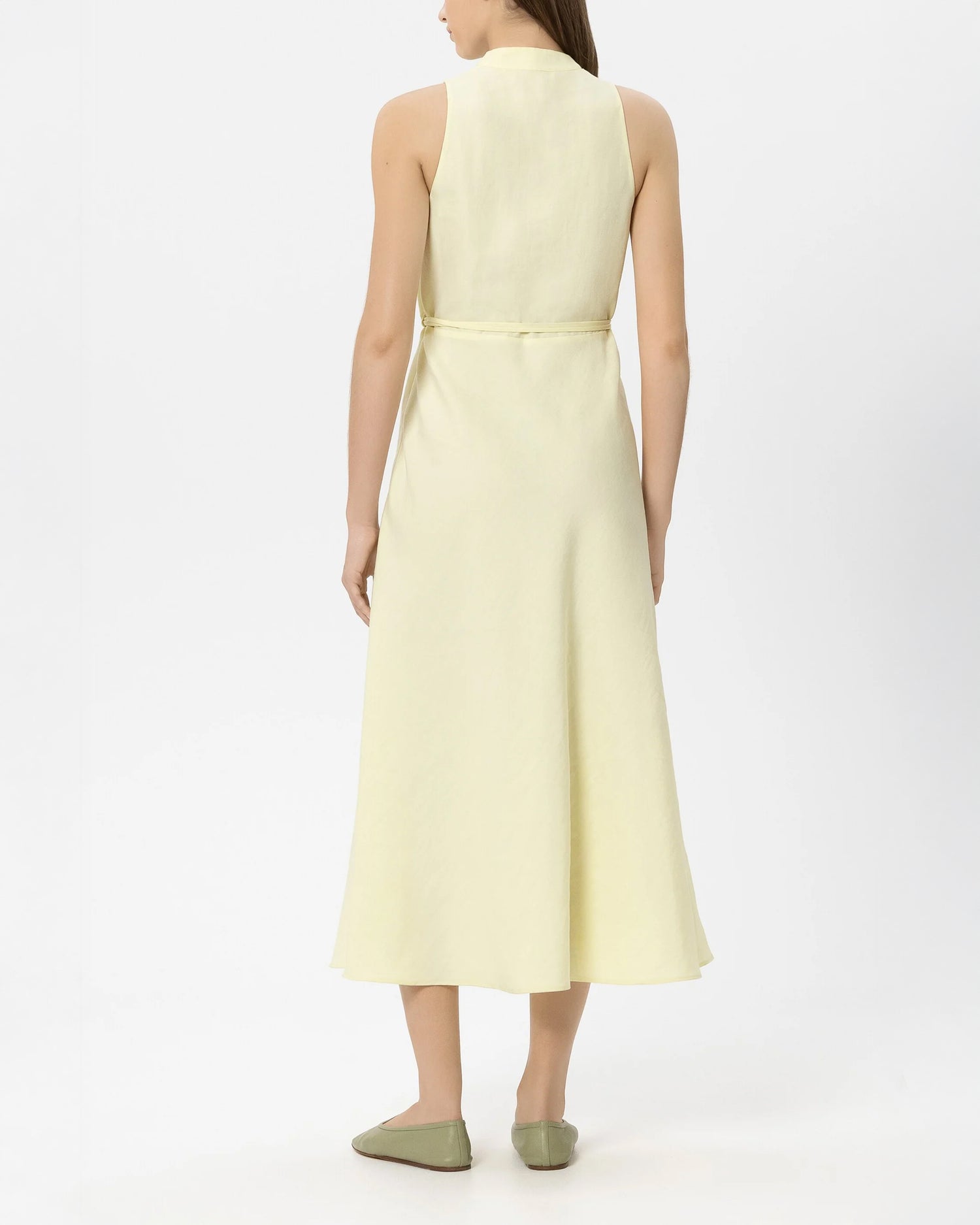 Linen Blend Midi Dress - Citron