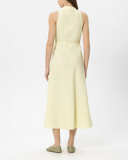 Linen Blend Midi Dress - Citron