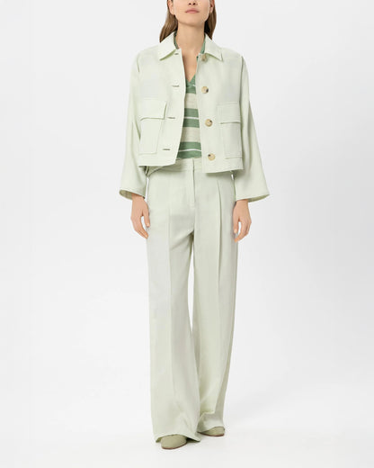 Linen Blend Shirt Jacket - Pistachio
