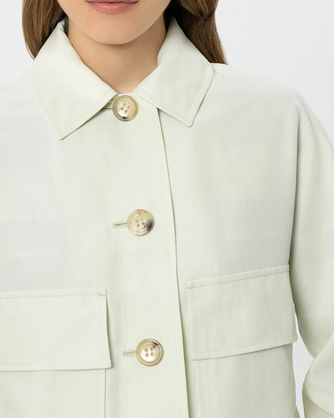 Linen Blend Shirt Jacket - Pistachio