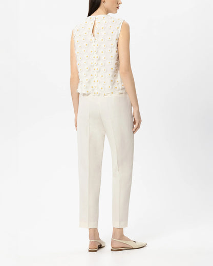 Linen Blend Tapered Trousers - Milk