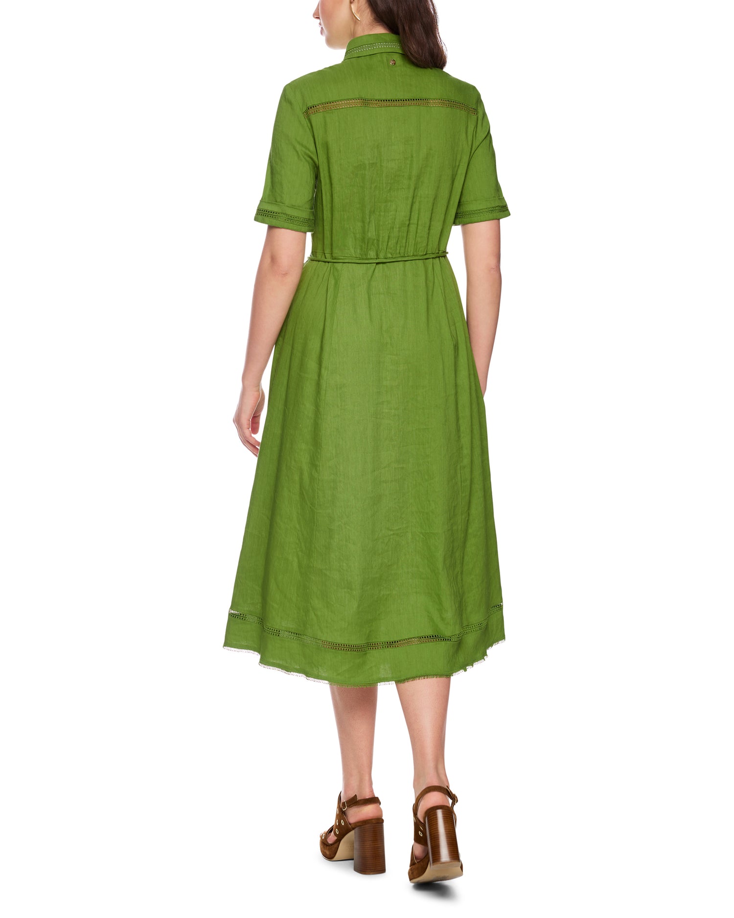 Linen Shirt Dress - Green