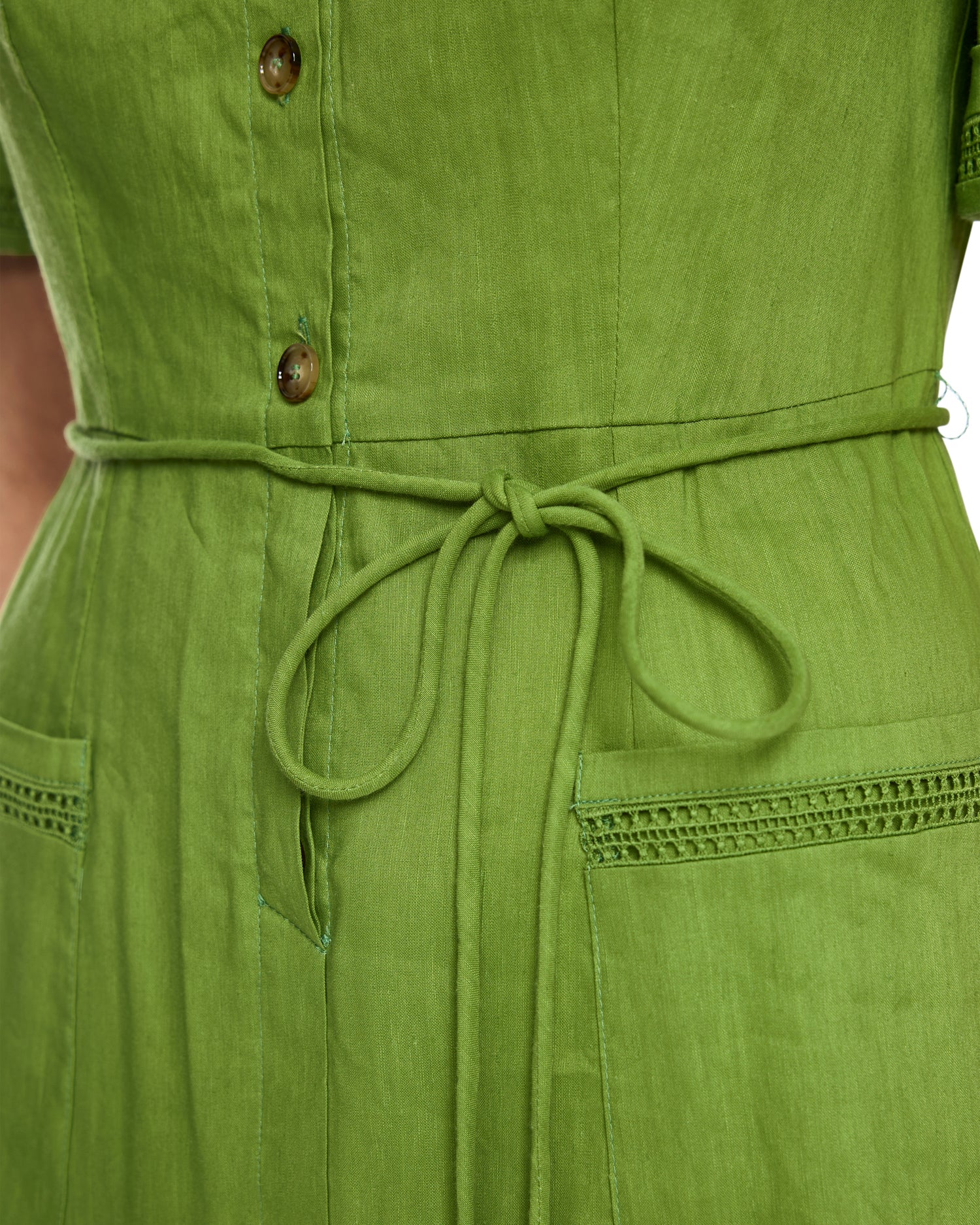 Linen Shirt Dress - Green