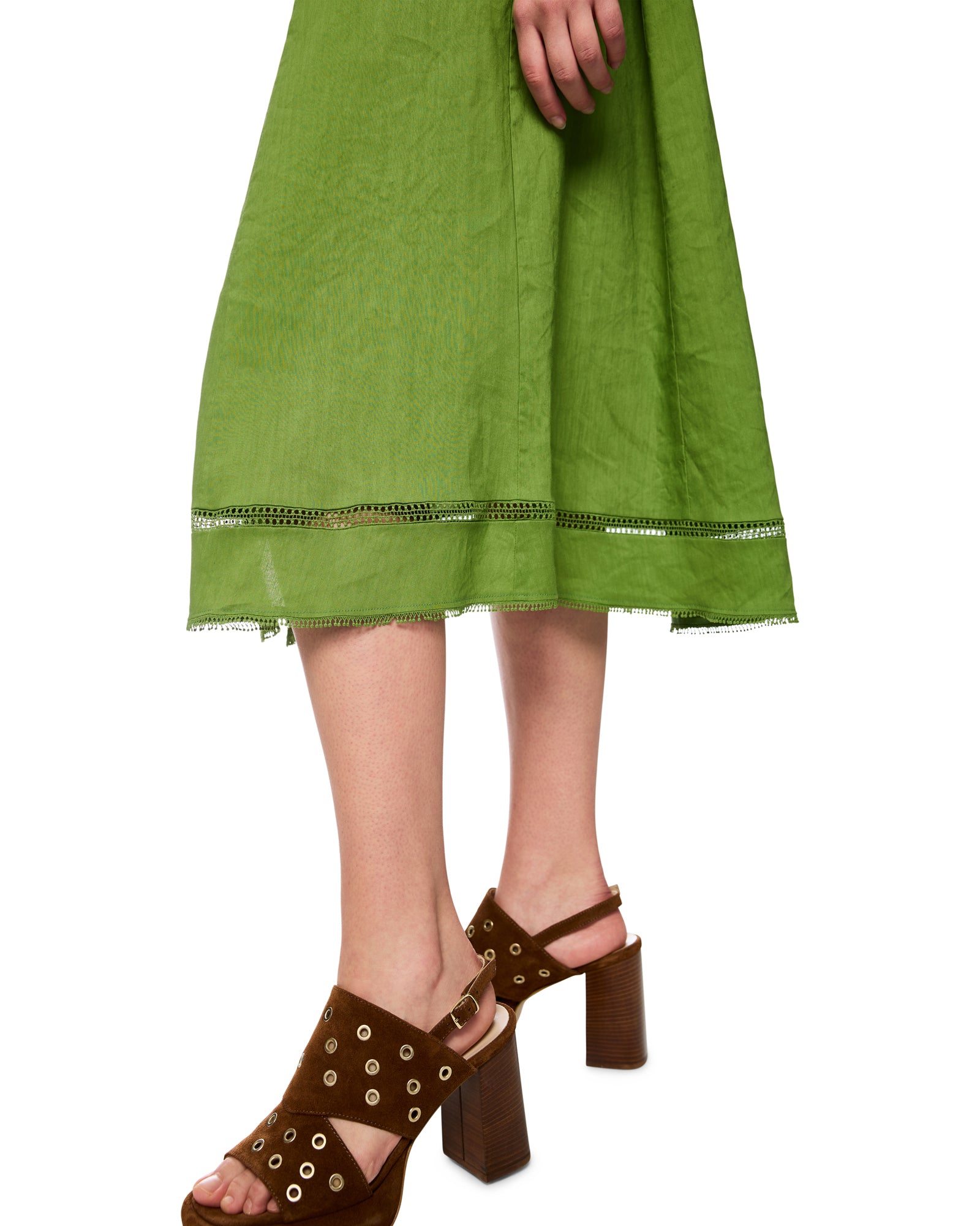 Linen Shirt Dress - Green