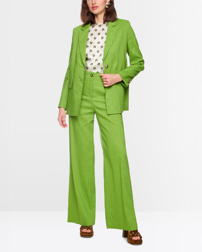 Linen Wide Leg Trouser - Green