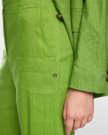 Linen Wide Leg Trouser - Green