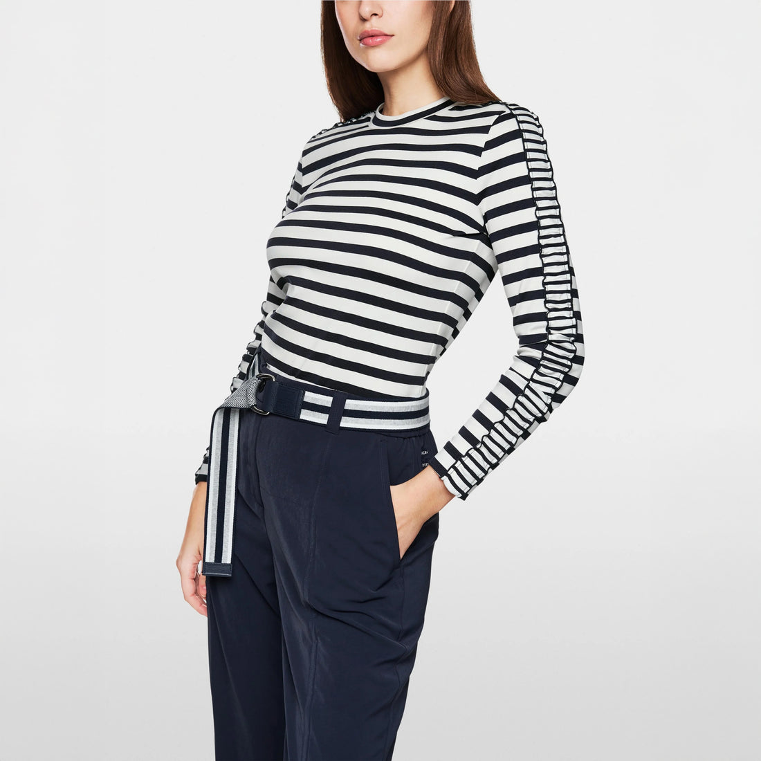 Long Sleeved Stripe T-Shirt - Navy