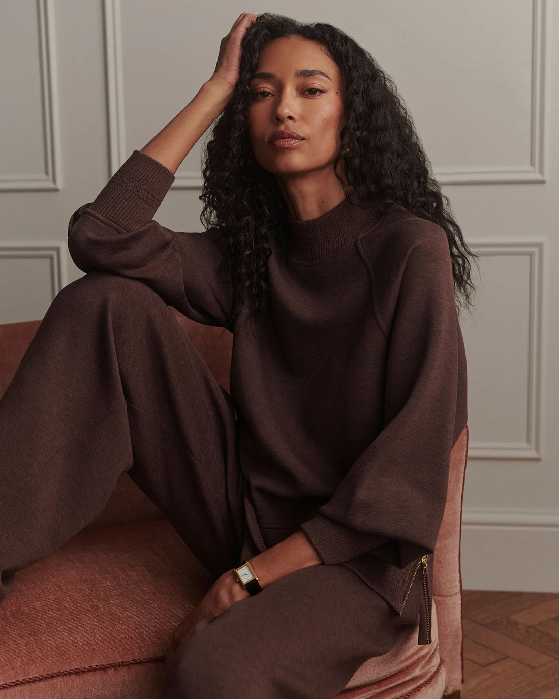 Loxley Raglan Boyfriend Sweat - Coffee Bean Marl