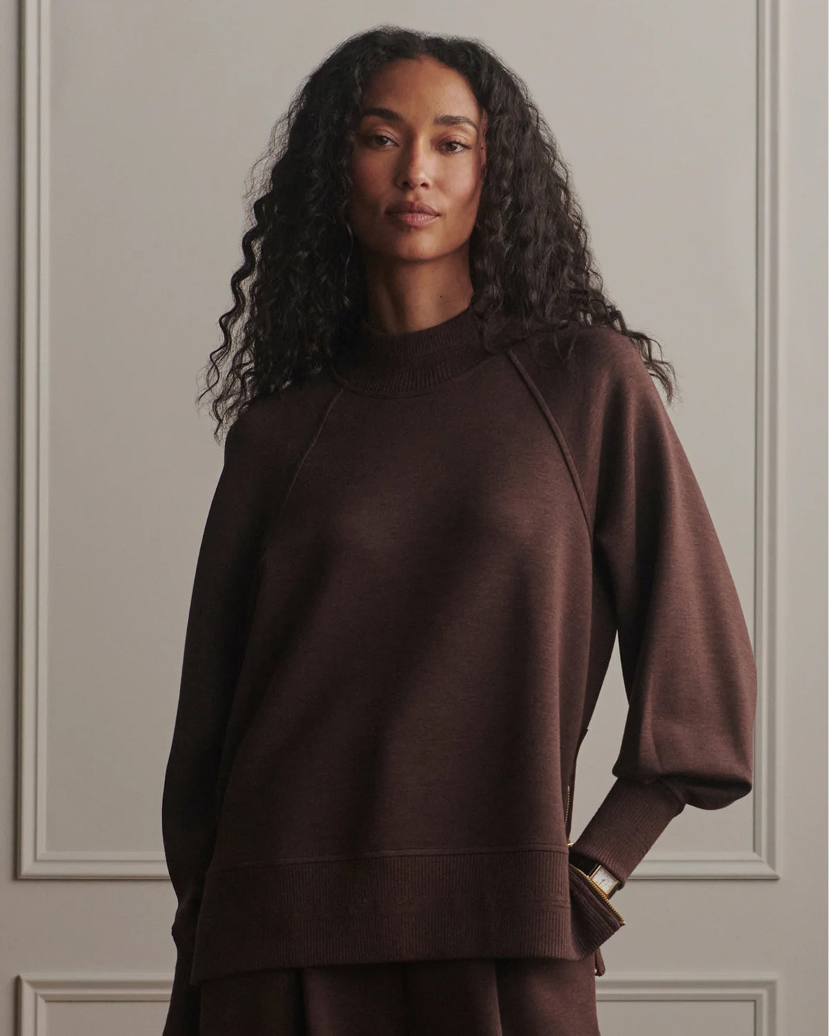 Loxley Raglan Boyfriend Sweat - Coffee Bean Marl