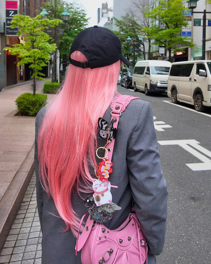 Lucky Cat Keyring - White/Red