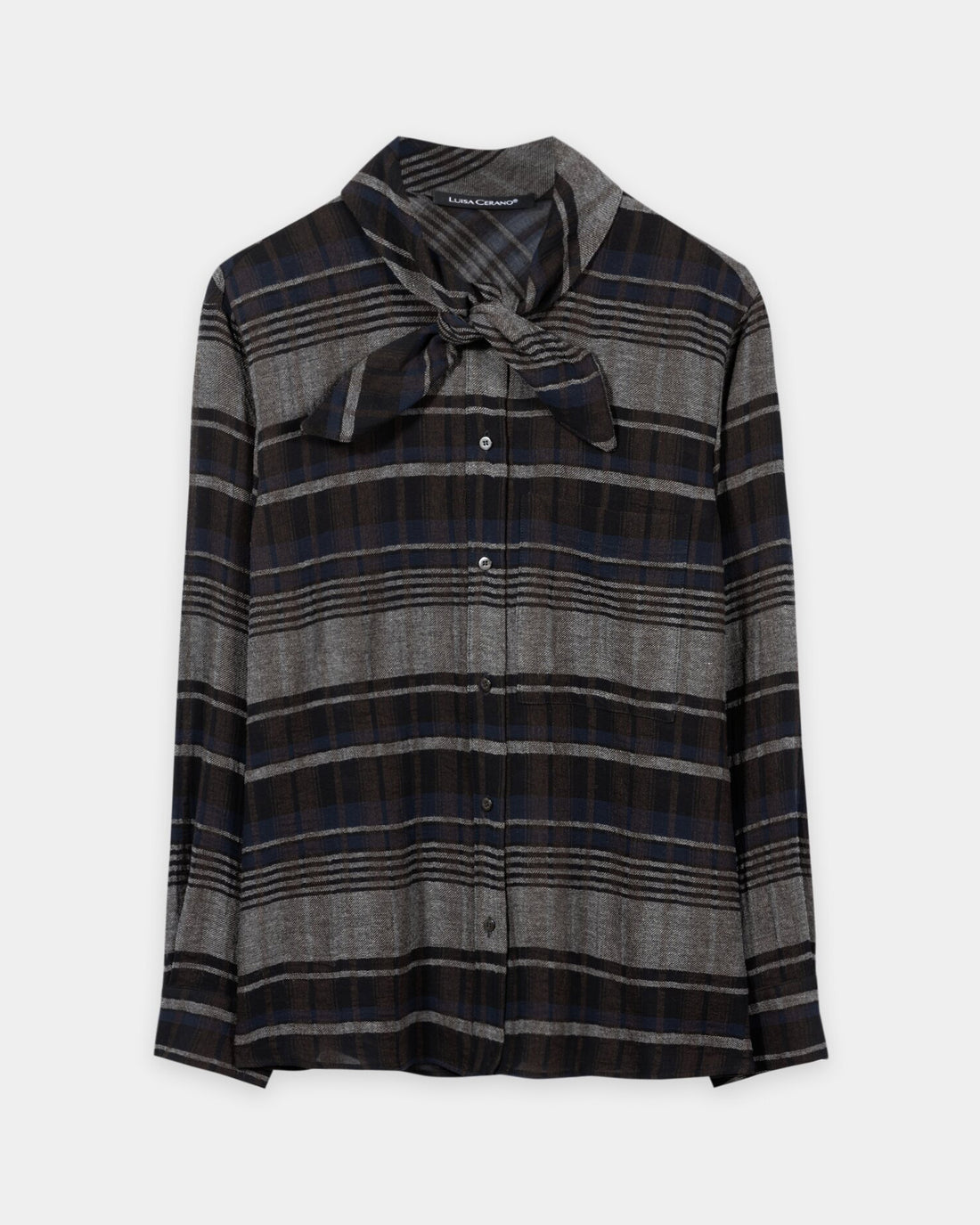 Check Blouse With Bow - Multi