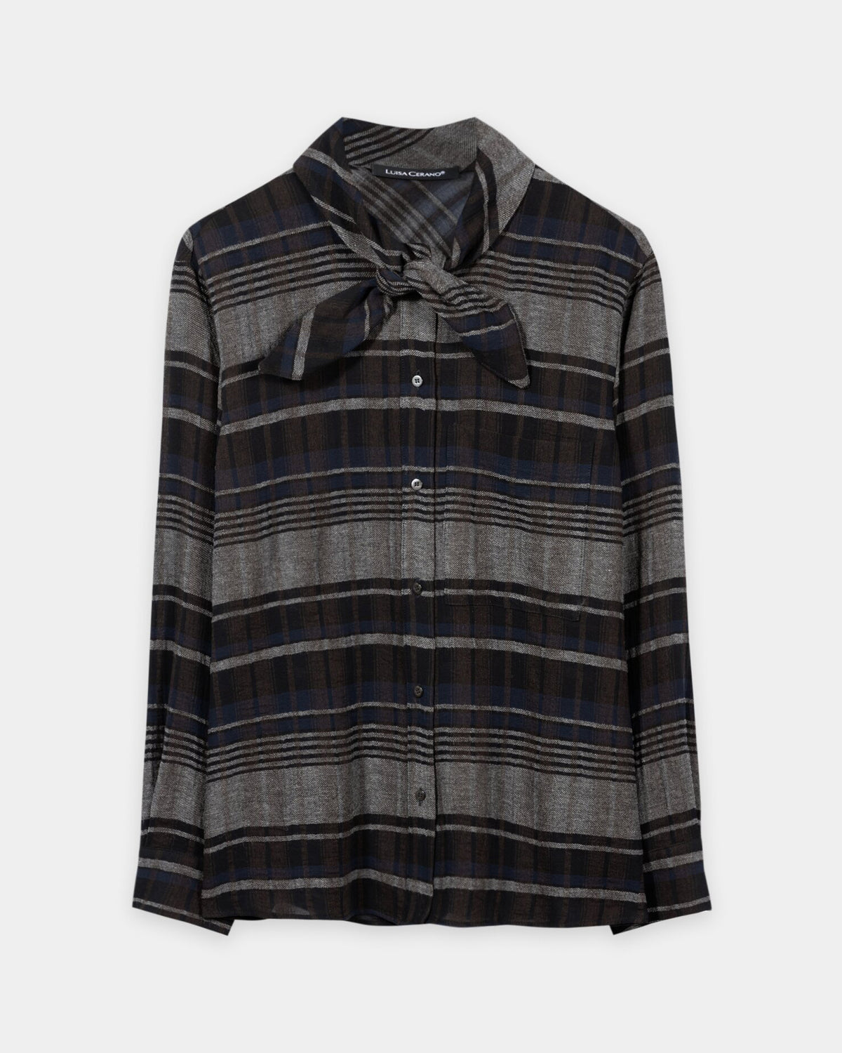 Check Blouse With Bow - Multi