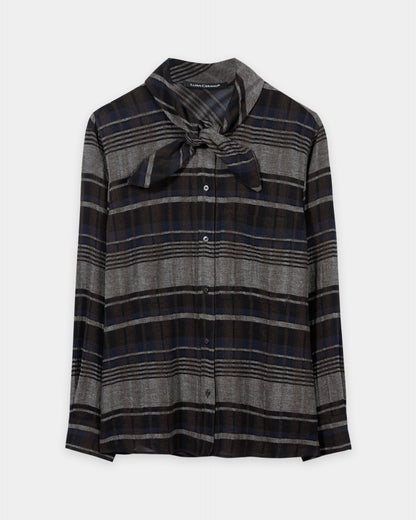 Check Blouse With Bow - Multi