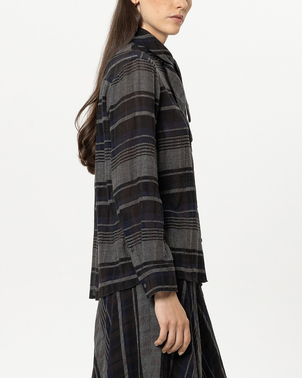 Check Blouse With Bow - Multi